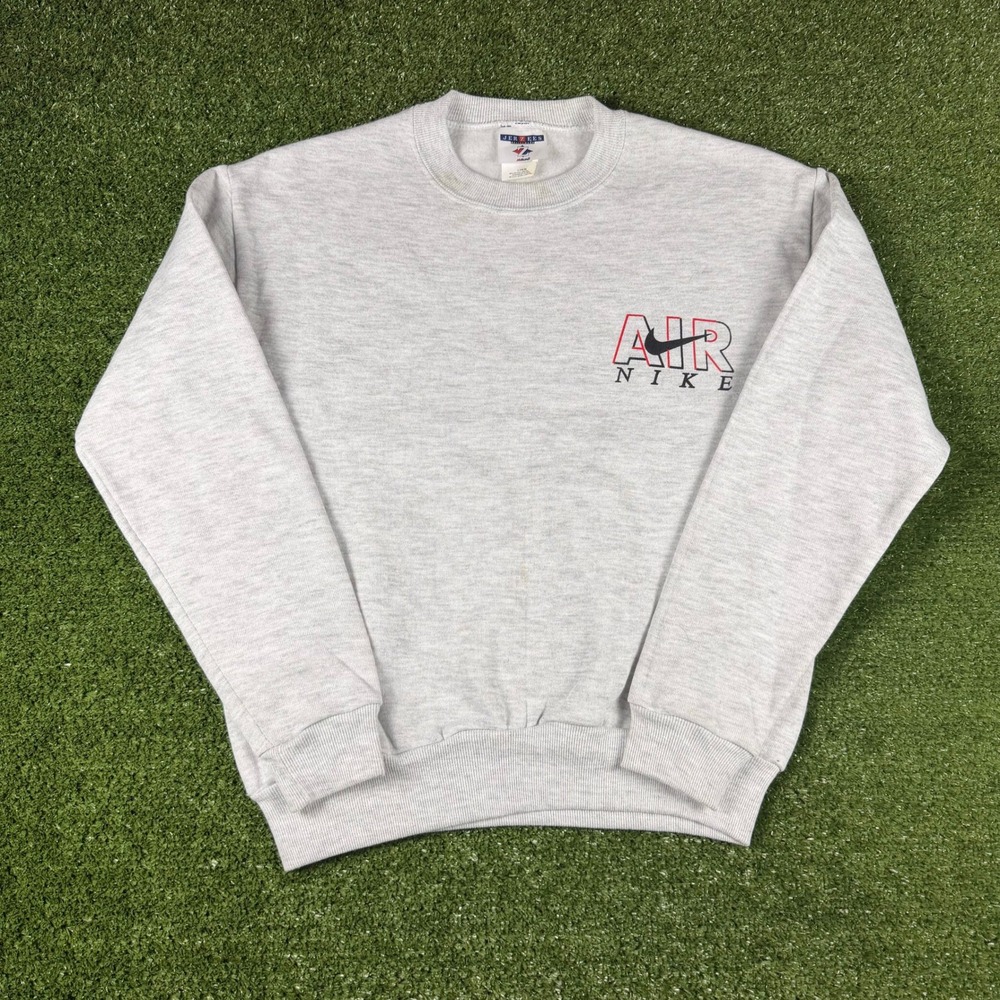 Vintage Nike Air Jerzees Sweatshirt Gray Heather Crewneck Graphic Pullover L